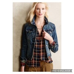 Anthropologie Pilcro and the Letterpress Distressed Classic Denim Jacket Size S
